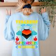 Teachers Are Superheroes – Fun Appreciation Women's Sweatshirt Back Print Light Blue
