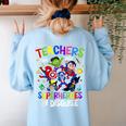 Teachers Are Superheroes Back To School Women's Sweatshirt Back Print Light Blue