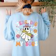 Teaching My Boos Ghost Teacher Cute Groovy Halloween Teacher Women's Sweatshirt Back Print Light Blue Teaching My Boos Ghost Teacher Cute Groovy Halloween Teacher Women's Sweatshirt Back Print Light Blue