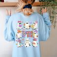 Teaching My Boos Teacher Cute Ghost Groovy Teacher Halloween Women's Sweatshirt Back Print Light Blue