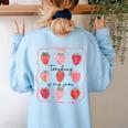 Teaching Is My Jam Teacher Team Crew Cute Strawberry Girls Women's Sweatshirt Back Print Light Blue Teaching Is My Jam Teacher Team Crew Cute Strawberry Girls Women's Sweatshirt Back Print Light Blue