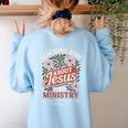 Teaching Kids About Jesus Is My Ministry Christian Teacher Women's Sweatshirt Back Print Light Blue Teaching Kids About Jesus Is My Ministry Christian Teacher Women's Sweatshirt Back Print Light Blue