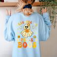 Teaching My Pre-K Boos Crew Teachers Halloween Ghost Women's Sweatshirt Back Print Light Blue