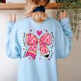 Teaching Is A Work Of Heart Pencil Bow Teacher Valentine Women's Sweatshirt Back Print Light Blue Teaching Is A Work Of Heart Pencil Bow Teacher Valentine Women's Sweatshirt Back Print Light Blue