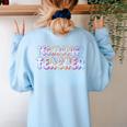 Technology Teacher Student First Day Back To School Tie Dye For Men Women Girls Kids Women's Sweatshirt Back Print Light Blue Technology Teacher Student First Day Back To School Tie Dye For Men Women Girls Kids Women's Sweatshirt Back Print Light Blue