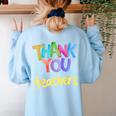 Thank You Teacher Appreciation Graduation Men Women Girls Kids Women's Sweatshirt Back Print Light Blue Thank You Teacher Appreciation Graduation Men Women Girls Kids Women's Sweatshirt Back Print Light Blue