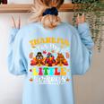 Thankful For My Little Turkeys Teacher Thanksgiving Teachers Women's Sweatshirt Back Print Light Blue