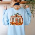 Thanksgiving Book Pumpkin Reading Teachers Fall Lovers Boys Women's Sweatshirt Back Print Light Blue Thanksgiving Book Pumpkin Reading Teachers Fall Lovers Boys Women's Sweatshirt Back Print Light Blue
