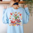 Thanksgiving Teacher Books Turkey Reading Book Women's Sweatshirt Back Print Light Blue Thanksgiving Teacher Books Turkey Reading Book Women's Sweatshirt Back Print Light Blue