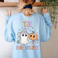 TK Boo Crew Retro Groovy Halloween Floral Ghost TK Teacher Men Women Kids Women's Sweatshirt Back Print Light Blue