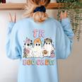 TK Boo Crew Retro Groovy Halloween Floral Ghost TK Teacher Women's Sweatshirt Back Print Light Blue TK Boo Crew Retro Groovy Halloween Floral Ghost TK Teacher Women's Sweatshirt Back Print Light Blue