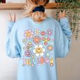 TK Vibes Back To School TK Girl Kid TK Team TK Teacher Women Women's Sweatshirt Back Print Light Blue