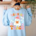Trick Or Teach Cute Floral Ghost Teacher Halloween Costume Women's Sweatshirt Back Print Light Blue Trick Or Teach Cute Floral Ghost Teacher Halloween Costume Women's Sweatshirt Back Print Light Blue