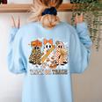 Trick Or Teach Groovy Teacher Halloween Floral Ghost Women's Sweatshirt Back Print Light Blue Trick Or Teach Groovy Teacher Halloween Floral Ghost Women's Sweatshirt Back Print Light Blue