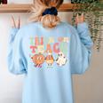 Trick Or Teach Pumpkin Candy Corn Ghost Halloween Teacher Women's Sweatshirt Back Print Light Blue Trick Or Teach Pumpkin Candy Corn Ghost Halloween Teacher Women's Sweatshirt Back Print Light Blue