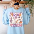 Trick Or Teach Retro Halloween Teacher Look Women's Sweatshirt Back Print Light Blue Trick Or Teach Retro Halloween Teacher Look Women's Sweatshirt Back Print Light Blue