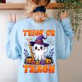 Trick Or Teach Teacher Halloween Ghost Pencil Floral Women's Sweatshirt Back Print Light Blue Trick Or Teach Teacher Halloween Ghost Pencil Floral Women's Sweatshirt Back Print Light Blue