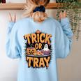 Trick Or Tray Halloween Cafeteria Teacher School Women's Sweatshirt Back Print Light Blue Trick Or Tray Halloween Cafeteria Teacher School Women's Sweatshirt Back Print Light Blue