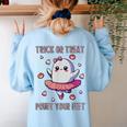Trick Or Treat Point Your Feet Halloween Ghost Dance Teacher Women's Sweatshirt Back Print Light Blue Trick Or Treat Point Your Feet Halloween Ghost Dance Teacher Women's Sweatshirt Back Print Light Blue