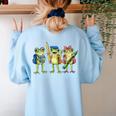 Trio Cute Frogs Welcome Back To School Teachers Girls Boys Women's Sweatshirt Back Print Light Blue Trio Cute Frogs Welcome Back To School Teachers Girls Boys Women's Sweatshirt Back Print Light Blue