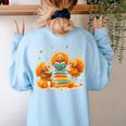 Turkey Read Books Reading Fall Thanksgiving Teacher Women's Sweatshirt Back Print Light Blue Turkey Read Books Reading Fall Thanksgiving Teacher Women's Sweatshirt Back Print Light Blue