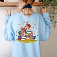 Turkey Reading Books Fall Season Thanksgiving Teacher Book Women's Sweatshirt Back Print Light Blue Turkey Reading Books Fall Season Thanksgiving Teacher Book Women's Sweatshirt Back Print Light Blue
