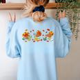 Turkey Reading Books Fall Thanksgiving Teacher Book Lovers Women's Sweatshirt Back Print Light Blue Turkey Reading Books Fall Thanksgiving Teacher Book Lovers Women's Sweatshirt Back Print Light Blue