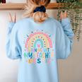Twinning With My Teacher Bestie Rainbow Matching Teachers Women's Sweatshirt Back Print Light Blue