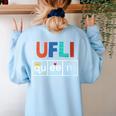 UFLI Queen Science Of Reading Literacy Teacher Appreciation Women's Sweatshirt Back Print Light Blue UFLI Queen Science Of Reading Literacy Teacher Appreciation Women's Sweatshirt Back Print Light Blue