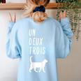Un Deux Trois Cat Shirt French Teacher Women's Sweatshirt Back Print Light Blue