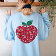 Valentines Day Teacher Hearts Apple Love Teach Women Men Women's Sweatshirt Back Print Light Blue Valentines Day Teacher Hearts Apple Love Teach Women Men Women's Sweatshirt Back Print Light Blue