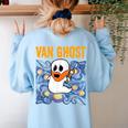 Van Ghost Art Teacher Halloween Van Gogh Starry Night Women's Sweatshirt Back Print Light Blue