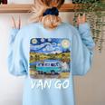 Van Go Retro Vanlife Art Teacher Women's Sweatshirt Back Print Light Blue Van Go Retro Vanlife Art Teacher Women's Sweatshirt Back Print Light Blue
