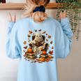 Vintage Ghost Book Reading Pumpkin Gothic Halloween Teachers Men Women Kids Women's Sweatshirt Back Print Light Blue Vintage Ghost Book Reading Pumpkin Gothic Halloween Teachers Men Women Kids Women's Sweatshirt Back Print Light Blue