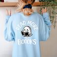 Vintage Halloween Teacher Women Reading Read More Books Women's Sweatshirt Back Print Light Blue Vintage Halloween Teacher Women Reading Read More Books Women's Sweatshirt Back Print Light Blue