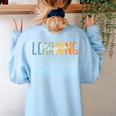 Vintage Play Is Learning Back To School Toddler Teacher Women's Sweatshirt Back Print Light Blue