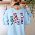 Wait What Stop It I Agree Grammar English Teacher Women's Sweatshirt Back Print Light Blue Wait What Stop It I Agree Grammar English Teacher Women's Sweatshirt Back Print Light Blue