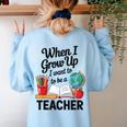 When I Grow Up I Want To Be Teacher Kids Women's Sweatshirt Back Print Light Blue When I Grow Up I Want To Be Teacher Kids Women's Sweatshirt Back Print Light Blue