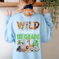 Wild About 1st Grade Teacher Student First Grade Zoo Safari Women's Sweatshirt Back Print Light Blue