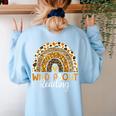 Wild About Reading Teacher Back To School Leopard Rainbow Women's Sweatshirt Back Print Light Blue