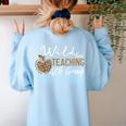 Wild About Teaching School Crew 4th Grade Teacher Squad Women's Sweatshirt Back Print Light Blue Wild About Teaching School Crew 4th Grade Teacher Squad Women's Sweatshirt Back Print Light Blue
