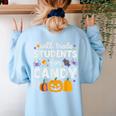 Will Trade Students For Candy Teacher Cute Halloween Women's Sweatshirt Back Print Light Blue Will Trade Students For Candy Teacher Cute Halloween Women's Sweatshirt Back Print Light Blue