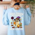 Will Trade Students For Candy Teacher Ghost Halloween Women's Sweatshirt Back Print Light Blue Will Trade Students For Candy Teacher Ghost Halloween Women's Sweatshirt Back Print Light Blue