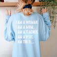 Woman Mom Teacher Wife TIRED T Shirt Cute Mom Teacher Shirts Women's Sweatshirt Back Print Light Blue Woman Mom Teacher Wife TIRED T Shirt Cute Mom Teacher Shirts Women's Sweatshirt Back Print Light Blue