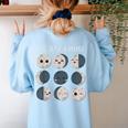 Women Science Teacher Moon Phases Scientist Back To School Women's Sweatshirt Back Print Light Blue