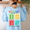 What Zone Are You In How Are You Feeling Teacher Women's Sweatshirt Back Print Light Blue What Zone Are You In How Are You Feeling Teacher Women's Sweatshirt Back Print Light Blue