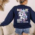 100 Days Of School Girls Teacher 100th Day Unicorn Outfit Women's Sweatshirt Back Print Navy 100 Days Of School Girls Teacher 100th Day Unicorn Outfit Women's Sweatshirt Back Print Navy