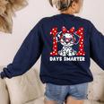 100 Days Smarter 101st Day School Dalmatian Dog Teacher Kids Women's Sweatshirt Back Print Navy