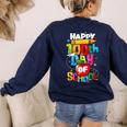 100th Day Of School Teachers Kids Child Happy 100 Days Women's Sweatshirt Back Print Navy 100th Day Of School Teachers Kids Child Happy 100 Days Women's Sweatshirt Back Print Navy