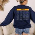 2025 Calendar For Planners Teachers Offices Months Women's Sweatshirt Back Print Navy 2025 Calendar For Planners Teachers Offices Months Women's Sweatshirt Back Print Navy